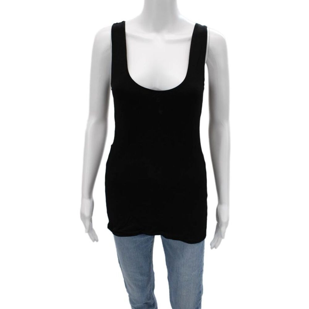 De Philo Women Basic Sleeveless Tank Black Rayon Spandex Size M